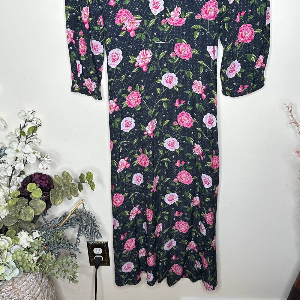CATH KIDSTON Tea Rose Ruffle Midi Tea Dress Pink Navy Blue Sz 16 {MM37} - Picture 7 of 7